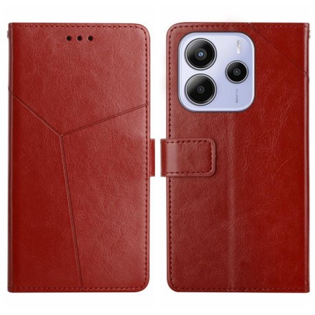 Чехол- книжка Y-shaped Pattern Flip Leather на Xiaomi Redmi Note 14 4G - коричневый
