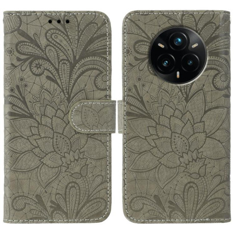 Чохол-книжка Lace Flower для Realme 14 Pro+ - сірий