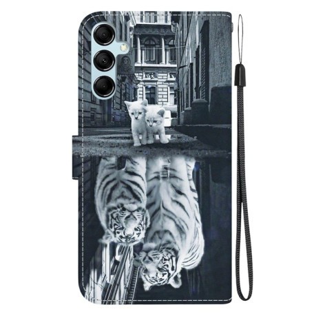 Чехол-книжка Colored Drawing Series на Samsung Galaxy A15 - Cat Tiger Reflection