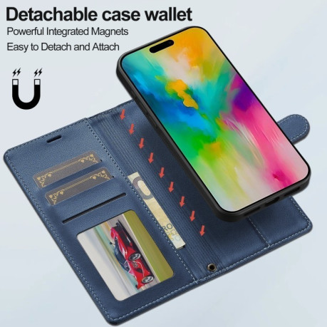 Чехол-книжка LCIMEEKE L2 Series Detachable Magsafe для iPhone 16 Pro - синий