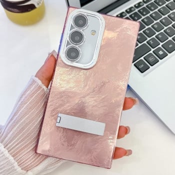 Противоударный чехол Plating Glitter Texture TPU with Lens Film для Samsung Galaxy A16 5G - Pink Tinfoil Texture