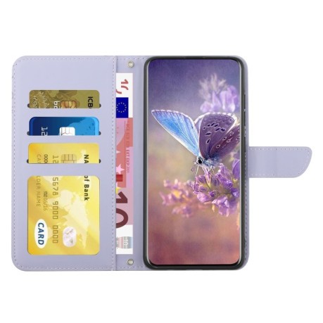 Чехол-книжка Skin Feel Butterfly Embossed для Xiaomi 14 Pro - фиолетовый