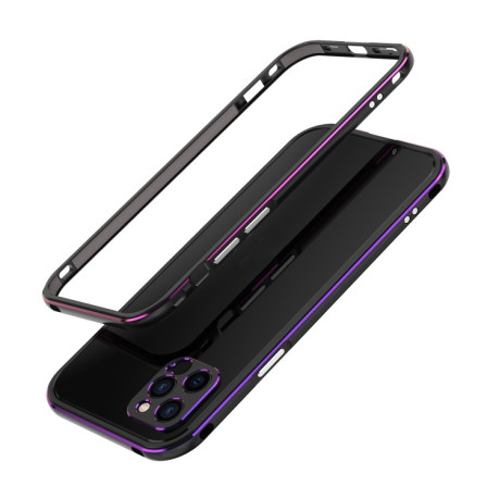 Металевий бампер Aurora Series + захист на камеру для iPhone 12 Pro Max - чорно-фіолетовий