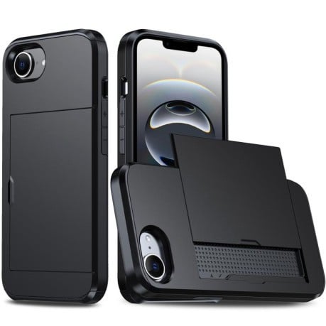 Противоударный чехол Armor Slide Card Slot для iPhone 16e - черный