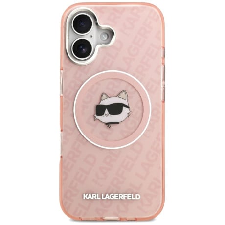 Оригинальный чехол Karl Lagerfeld IML Choupette Head Logo с MagSafe на iPhone 17 - Pink