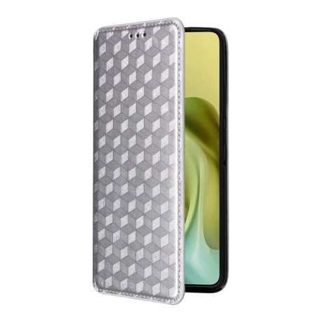Чохол-книжка Cubic Grid Calf Texture для Motorola Moto G86 Power 5G - сріблястий