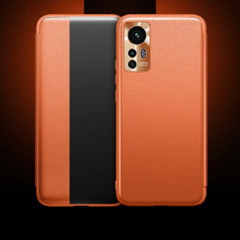 Чехол-книжка Side Window View для Xiaomi Mi 12 5G - оранжевый