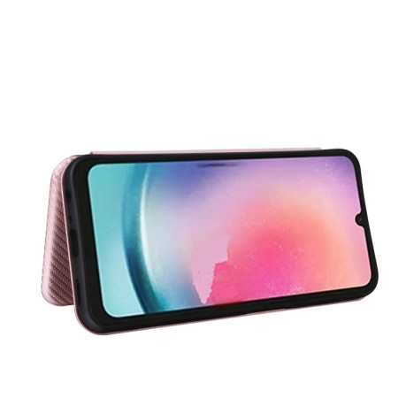 Чохол-книжка Carbon Fiber Texture для Samsung Galaxy A25 5G - рожевий