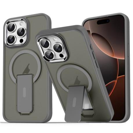 Протиударний чохол Acrylic Hybrid TPU MagSafe Holder для iPhone 16 Pro Max - сірий