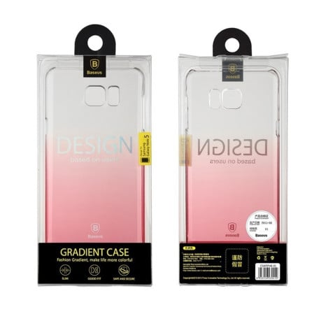 Прозрачный Чехол Baseus Pink Black для Samsung Galaxy Note 5