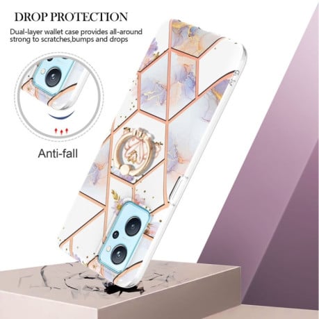 Протиударний чохол Electroplating Marble with Ring Holder для Realme 9i/OPPO A76/A96 - Imperial Crown