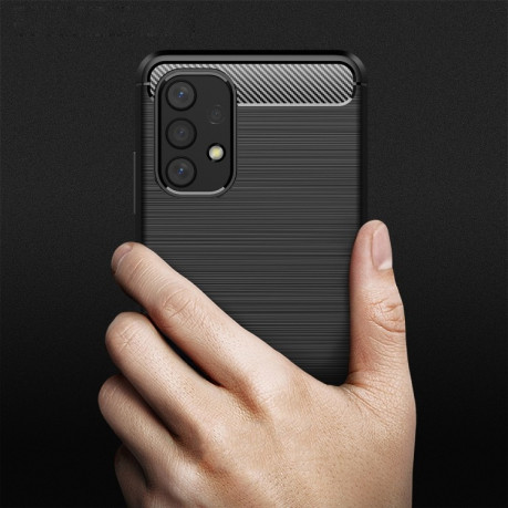 Чехол Brushed Texture Carbon Fiber на Samsung Galaxy A32 4G - черный