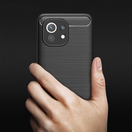 Ударозахисний чохол HMC Carbon Fiber Texture на Xiaomi Mi 11 - чорний