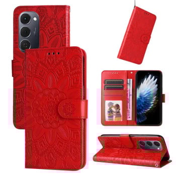 Чехол-книжка Embossed Sunflower на Tecno Spark 40 Pro+ 4G — красный