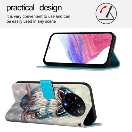 Чехол-книжка 3D Painting для Realme 14 Pro+ 5G - Owl
