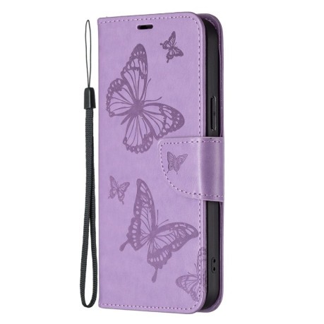 Чехол-книжка Butterflies Pattern для Samsung Galaxy A35 - фиолетовый
