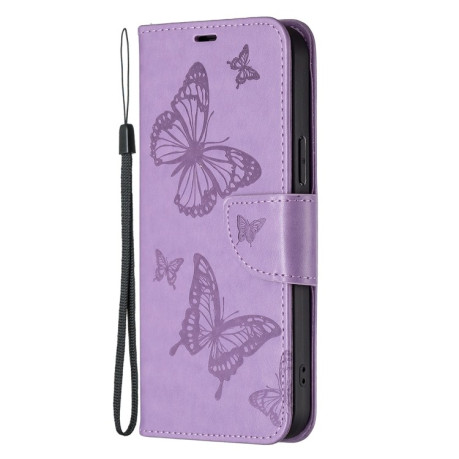 Чехол-книжка Butterflies Pattern для Samsung Galaxy M14 5G - фиолетовый