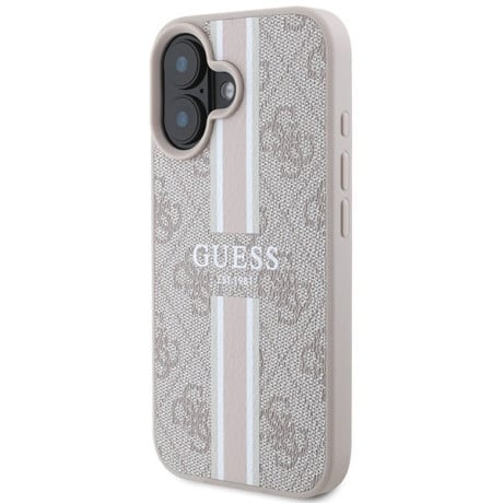 Оригинальный чехол Guess 4G Printed Stripes MagSafe на iPhone 16 - Pink