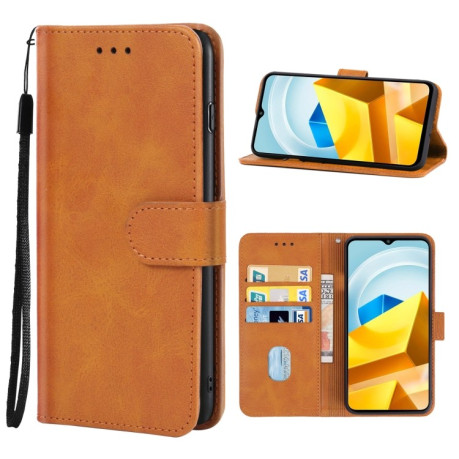 Чехол-книжка EsCase Leather для Xiaomi Poco M5 - коричневый