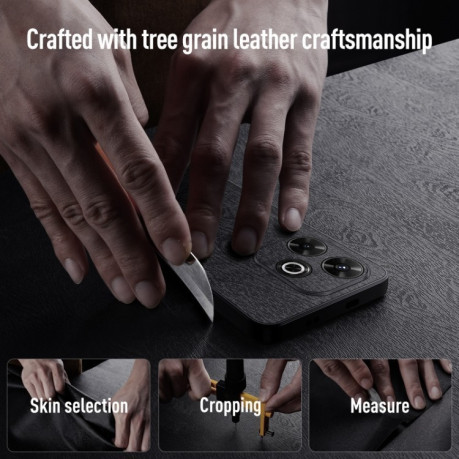 Чехол Tree Bark Leather Shockproof для Xiaomi Redmi 13 4G - синий