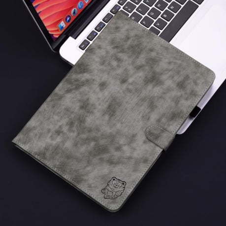 Чехол-книжка Embossed Tiger Pattern Leather для Xiaomi Redmi Pad 2 / Xiaomi Redmi Pad SE 11 2025 - серый