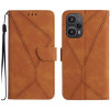 Чехол-книжка Stitching Embossed для Xiaomi Poco F5 - коричневый