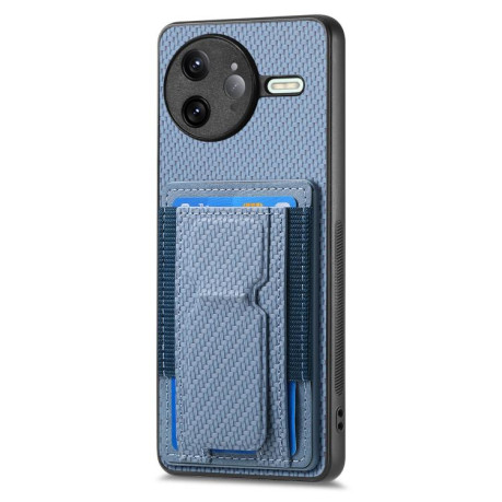 Противоударный чехол Carbon Fiber Card Bag для Redmi K80 Pro / Poco F7 Ultra - синий