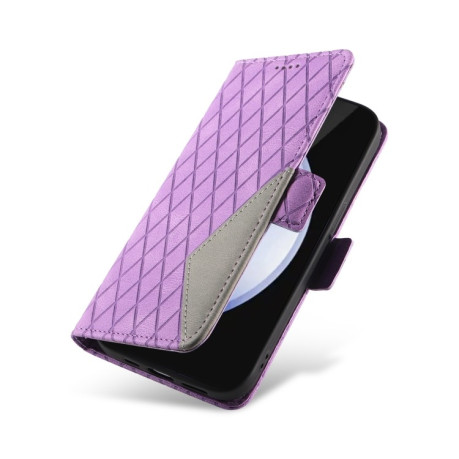 Чехол-книжка Dual-color Rhombic Lattice Leather для Samsung Galaxy S24 FE 5G - фиолетовый
