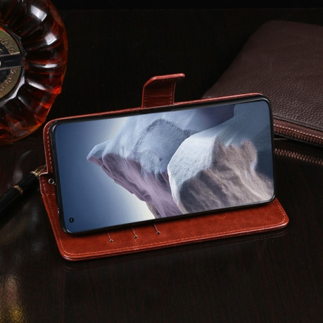 Чехол-книжка idewei Crazy Horse Texture на Xiaomi Mi 11 Ultra - пурпурно-красный