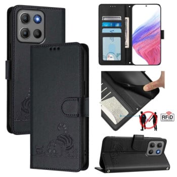 Чохол-книжка Cat Embossing Pattern на Motorola Moto G15 / G15 Power/G17/G17 Power — чорний