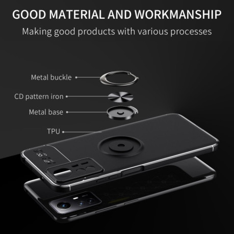 Ударозащитный чехол Metal Ring Holder 360 Degree Rotating на Xiaomi Redmi Note 12S - черный