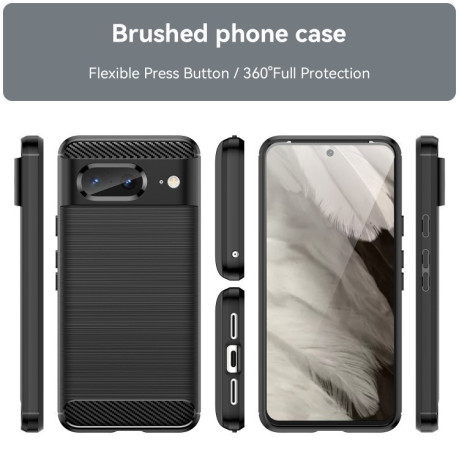 Протиударний чохол Brushed Texture Carbon Fiber на Google Pixel 8 - чорний