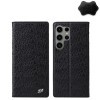 Кожаный чехол-книжка Fierre Shann Crocodile Texture Magnetic Genuine Leather для Samsung Galaxy S24 Ultra 5G - черный