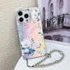 Чехол Electroplating Laser Flower Phone Case with Wrist Strap на iPhone 16 Pro Max - White Flower