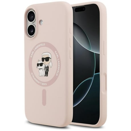 Оригінальний силіконовий чохол Karl Lagerfeld Silicone Karl Choupette Ring з MagSafe на iPhone 17 - Pink
