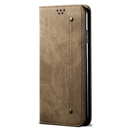Чохол книжка Denim Texture Casual Style на OnePlus Nord 2T - хакі
