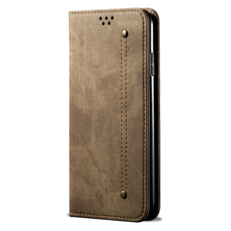 Чехол книжка Denim Texture Casual Style на Samsung Galaxy S22 5G - хаки
