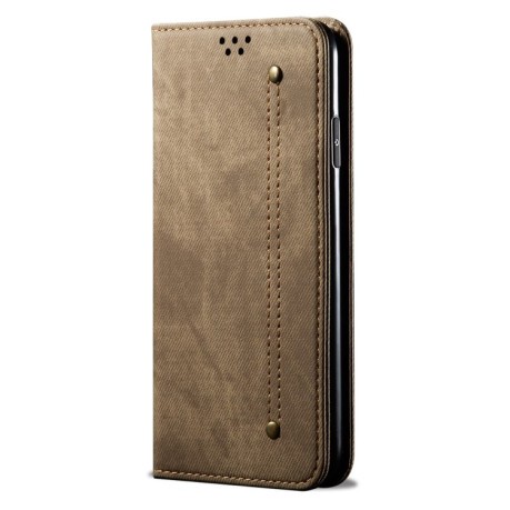 Чехол книжка Denim Texture Casual Style на Vivo Y36 5G / 4G - хаки