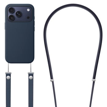 Силиконовый чехол Crossbody Lanyard Liquid Silicone Case на iPhone 17 Pro Max - темно-серый