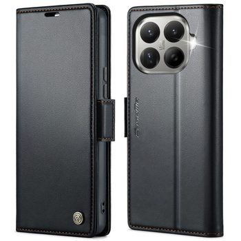 Чехол-книжка CaseMe 023 Butterfly Buckle Litchi Texture RFID Anti-theft Leather на Xiaomi 17T 5G — чёрный