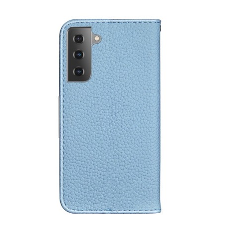 Чехол-книжка Litchi Texture Solid Color на Samsung Galaxy S21 FE - синий