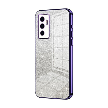 Ударозащитный чехол Gradient Glitter Powder Electroplated на Vivo S10e / V23e 4G/5G / Y75 4G - фиолетовый