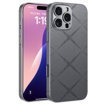 Противоударный чехол GKK Asterism Metal Paint Skin Feel Leather для iPhone 16 Pro - Mountain Gray