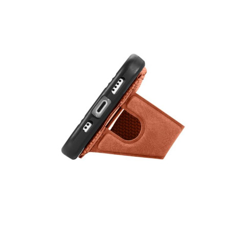 Противоударный чехол Carbon Fiber Card Wallet Ring Holder для Google Pixel 9a - коричневый