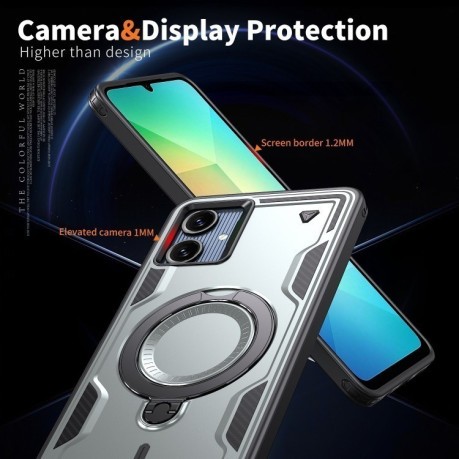 Противоударный чехол MagSafe Holder Armor PC Hybrid для Samsung Galaxy A06 4G - серый