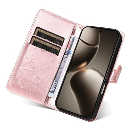 Чехол-книжка Cat Embossing Pattern на Xiaomi 15T Pro 5G EU 173mm - золото