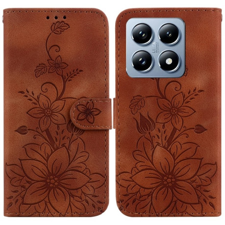 Чохол-книжка Lily Embossed Leather для Xiaomi 14T - коричневий