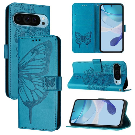 Чохол-книжка Embossed Butterfly для Google Pixel 9 Pro XL - синій