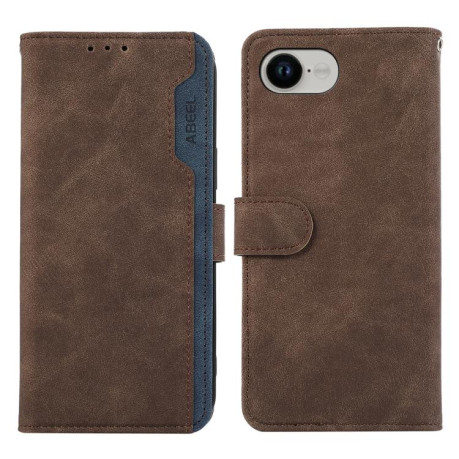 Чехол-книжка ABEEL Color Block Magnetic RFID Leather на iPhone 16e - коричневый