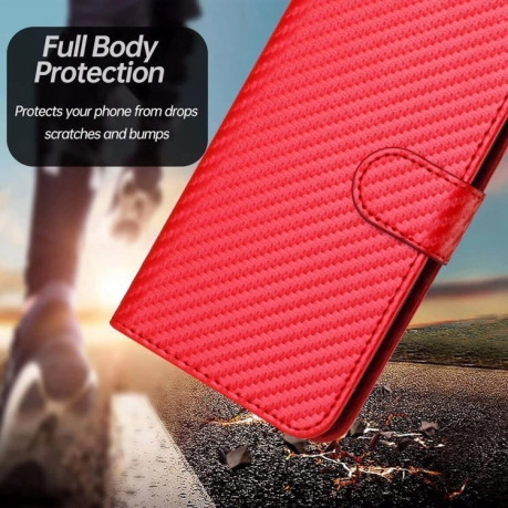 Чохол-книжка Carbon Fiber Texture на iPhone 16 - червоний